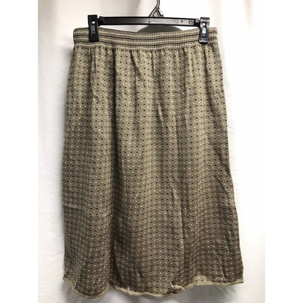 Unknown Brand Tan Dotted Textured Knit Midi Skirt Waist 28” size M